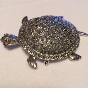 Sterling Silver & Marcasite Sea Turtle Pin/Pendant